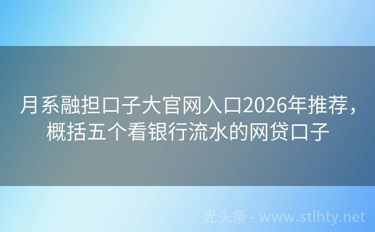 月系融担口子大官网入口2026年推荐，概括五个看银行流水的网贷口子