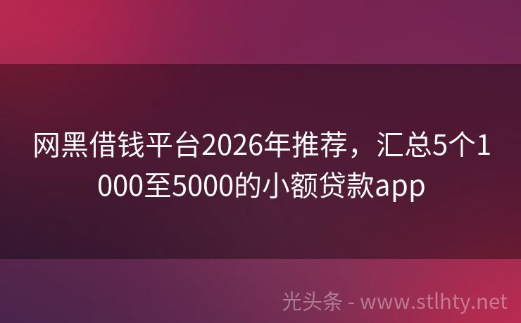 网黑借钱平台2026年推荐，汇总5个1000至5000的小额贷款app
