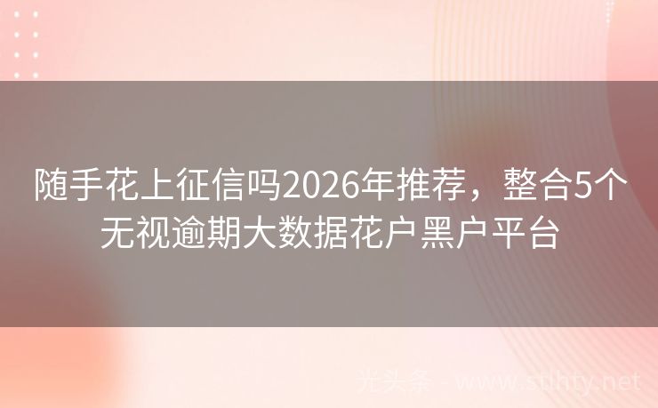 随手花上征信吗2026年推荐，整合5个无视逾期大数据花户黑户平台