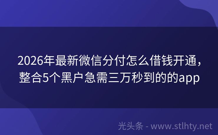 2026年最新微信分付怎么借钱开通，整合5个黑户急需三万秒到的的app