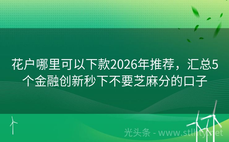 花户哪里可以下款2026年推荐，汇总5个金融创新秒下不要芝麻分的口子