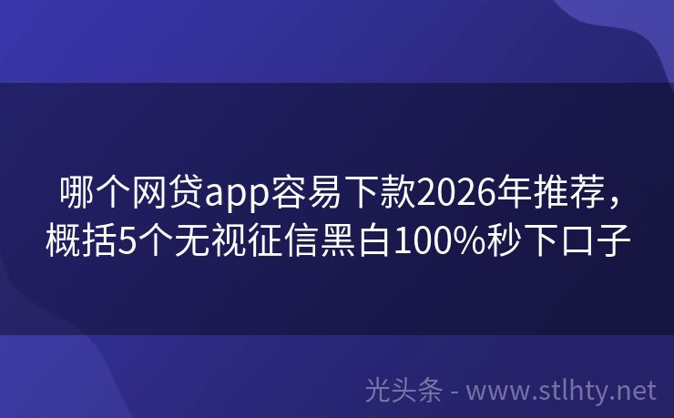哪个网贷app容易下款2026年推荐，概括5个无视征信黑白100%秒下口子