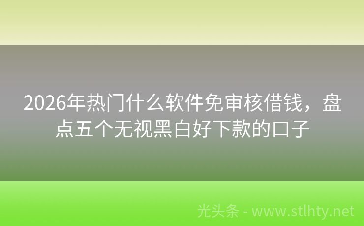 2026年热门什么软件免审核借钱，盘点五个无视黑白好下款的口子
