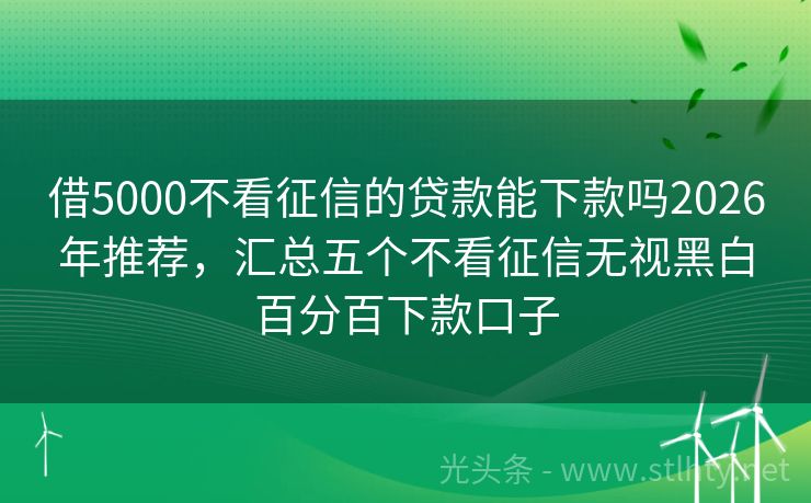 借5000不看征信的贷款能下款吗2026年推荐，汇总五个不看征信无视黑白百分百下款口子