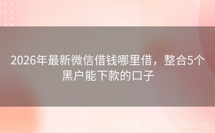 2026年最新微信借钱哪里借，整合5个黑户能下款的口子
