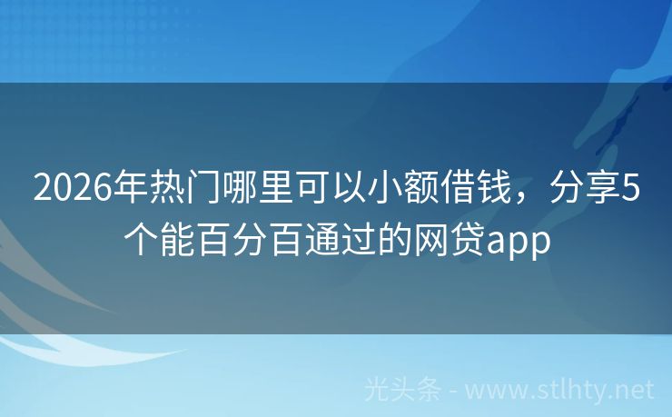 2026年热门哪里可以小额借钱，分享5个能百分百通过的网贷app