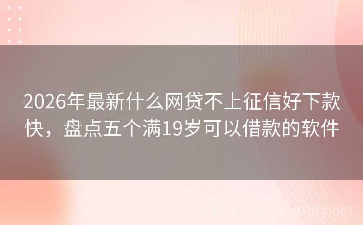 2026年最新什么网贷不上征信好下款快，盘点五个满19岁可以借款的软件