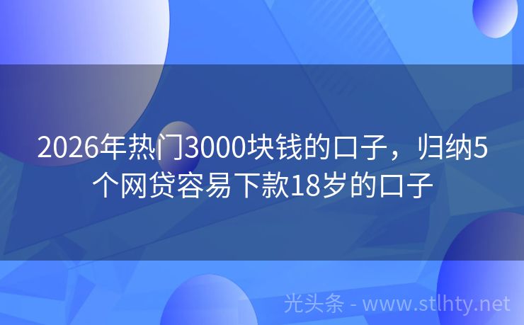 2026年热门3000块钱的口子，归纳5个网贷容易下款18岁的口子