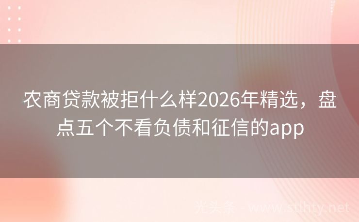农商贷款被拒什么样2026年精选，盘点五个不看负债和征信的app