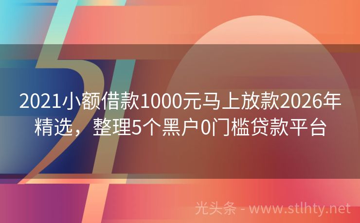 2021小额借款1000元马上放款2026年精选，整理5个黑户0门槛贷款平台