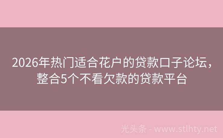 2026年热门适合花户的贷款口子论坛，整合5个不看欠款的贷款平台