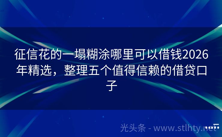 征信花的一塌糊涂哪里可以借钱2026年精选，整理五个值得信赖的借贷口子