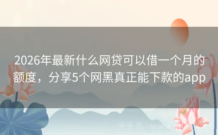2026年最新什么网贷可以借一个月的额度，分享5个网黑真正能下款的app