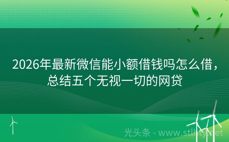 2026年最新微信能小额借钱吗怎么借，总结五个无视一切的网贷