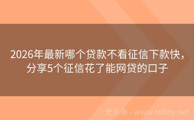 2026年最新哪个贷款不看征信下款快，分享5个征信花了能网贷的口子