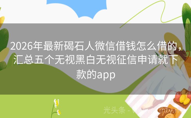 2026年最新碣石人微信借钱怎么借的，汇总五个无视黑白无视征信申请就下款的app