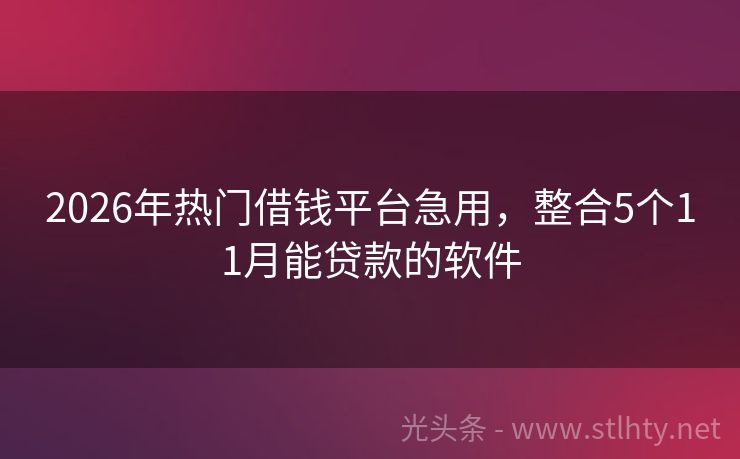 2026年热门借钱平台急用，整合5个11月能贷款的软件
