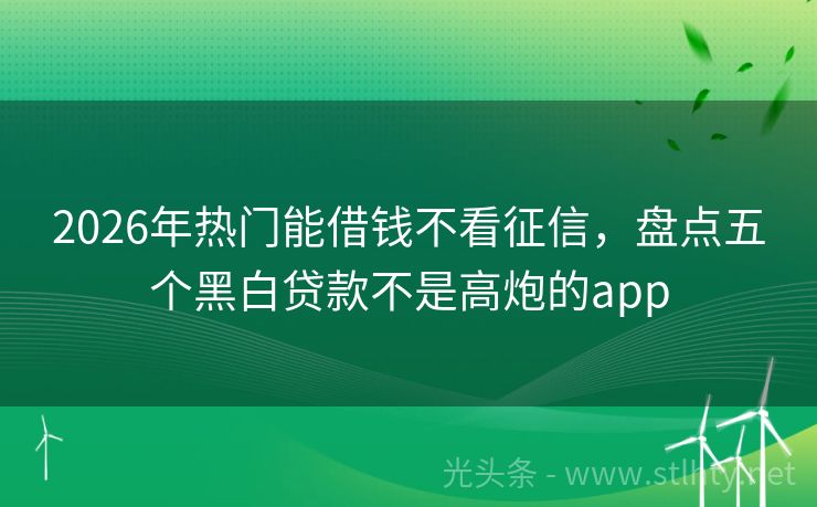 2026年热门能借钱不看征信，盘点五个黑白贷款不是高炮的app