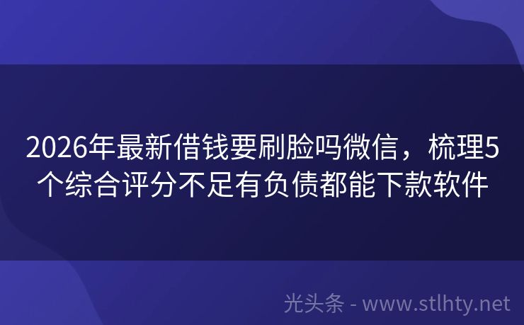 2026年最新借钱要刷脸吗微信，梳理5个综合评分不足有负债都能下款软件