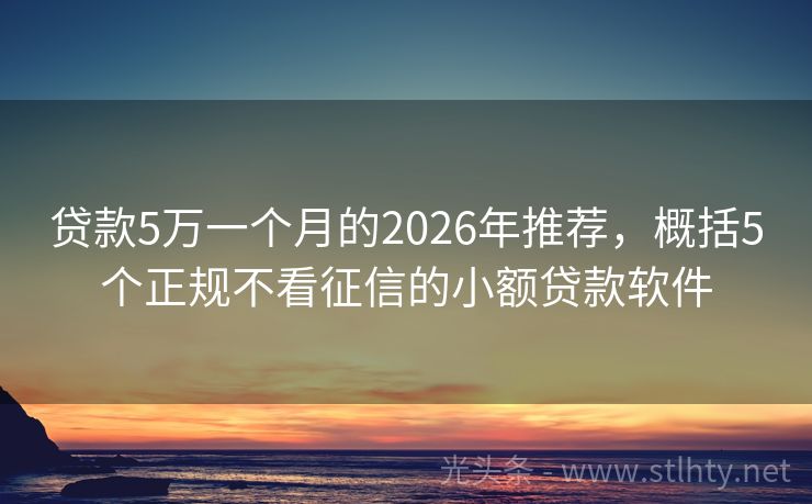 贷款5万一个月的2026年推荐，概括5个正规不看征信的小额贷款软件