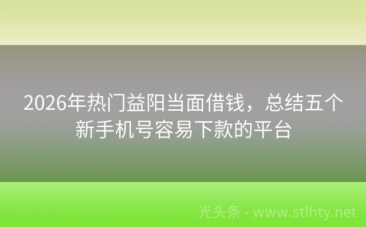 2026年热门益阳当面借钱，总结五个新手机号容易下款的平台