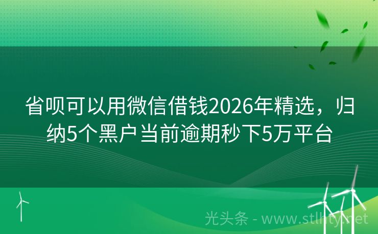 省呗可以用微信借钱2026年精选，归纳5个黑户当前逾期秒下5万平台
