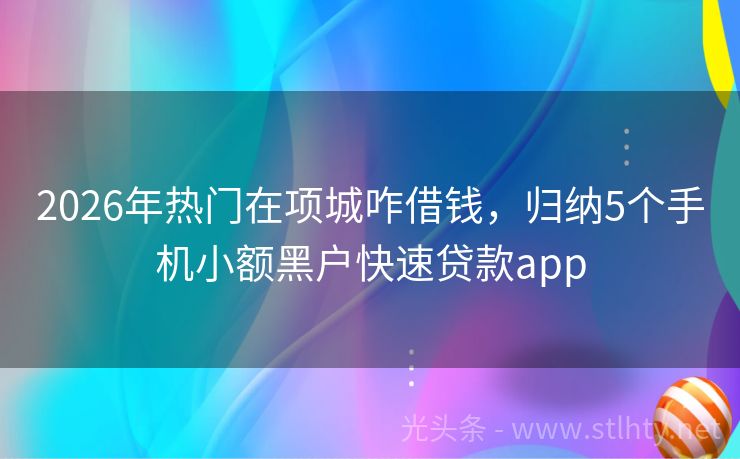 2026年热门在项城咋借钱，归纳5个手机小额黑户快速贷款app