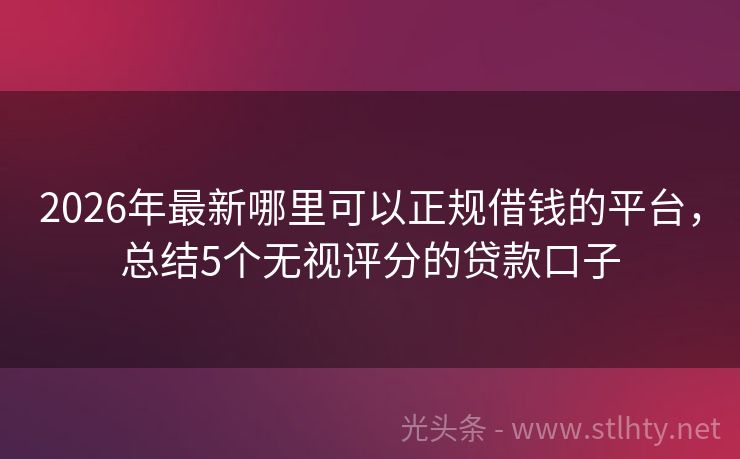 2026年最新哪里可以正规借钱的平台，总结5个无视评分的贷款口子