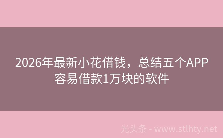2026年最新小花借钱，总结五个APP容易借款1万块的软件