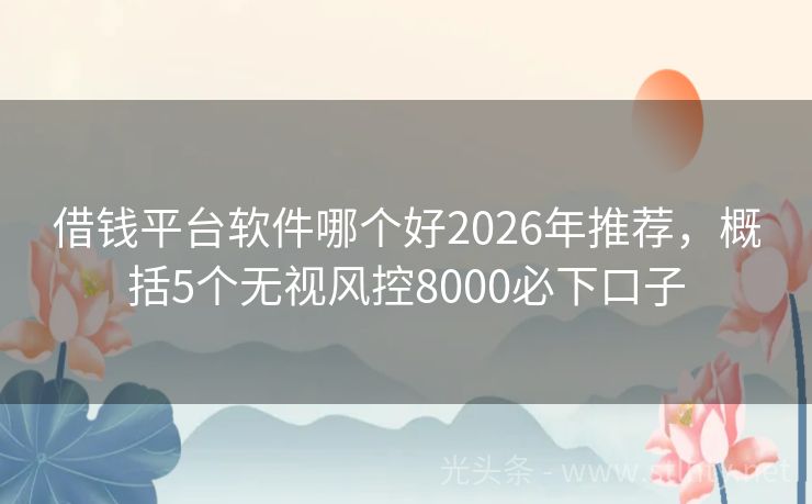 借钱平台软件哪个好2026年推荐，概括5个无视风控8000必下口子