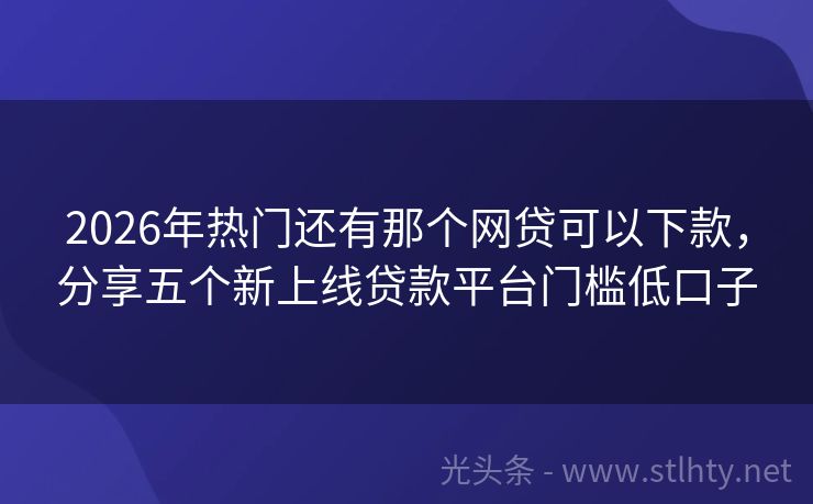 2026年热门还有那个网贷可以下款，分享五个新上线贷款平台门槛低口子