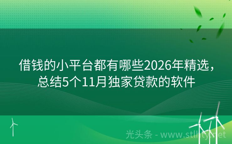 借钱的小平台都有哪些2026年精选，总结5个11月独家贷款的软件