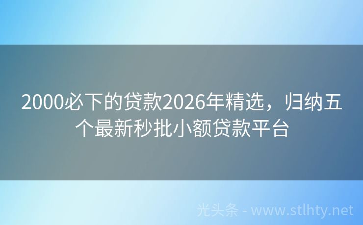 2000必下的贷款2026年精选，归纳五个最新秒批小额贷款平台