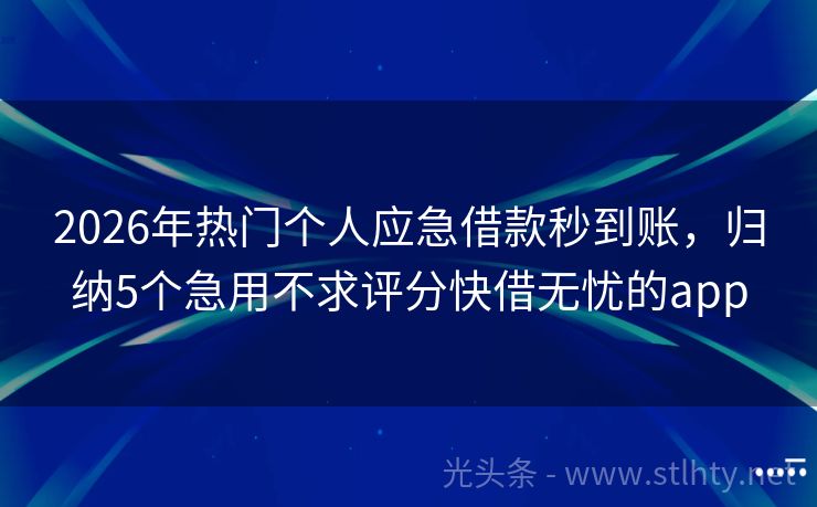 2026年热门个人应急借款秒到账，归纳5个急用不求评分快借无忧的app