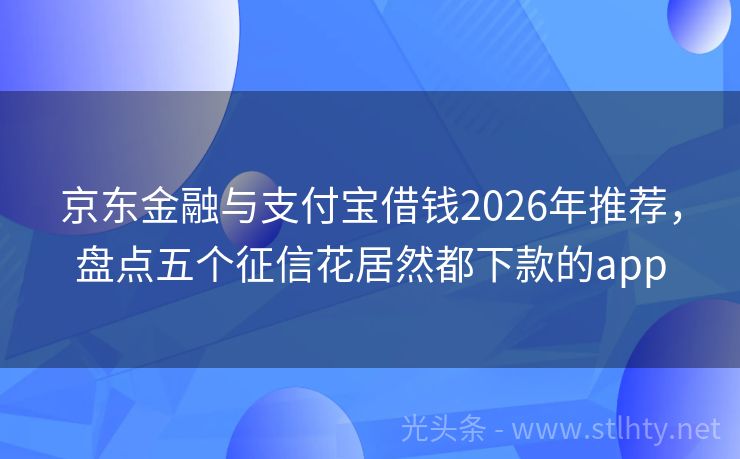 京东金融与支付宝借钱2026年推荐，盘点五个征信花居然都下款的app