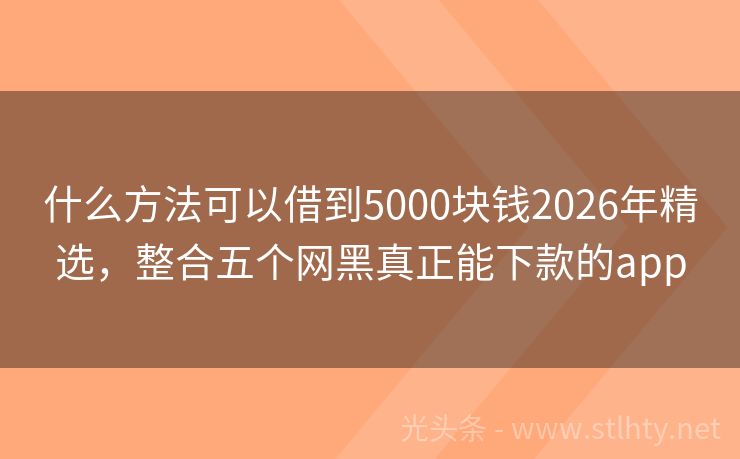 什么方法可以借到5000块钱2026年精选，整合五个网黑真正能下款的app