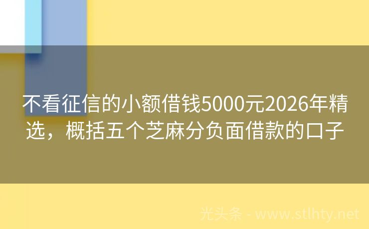 不看征信的小额借钱5000元2026年精选，概括五个芝麻分负面借款的口子