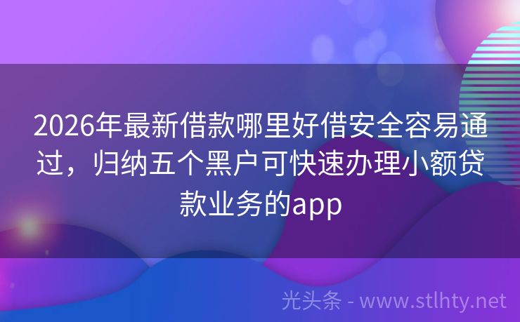 2026年最新借款哪里好借安全容易通过，归纳五个黑户可快速办理小额贷款业务的app