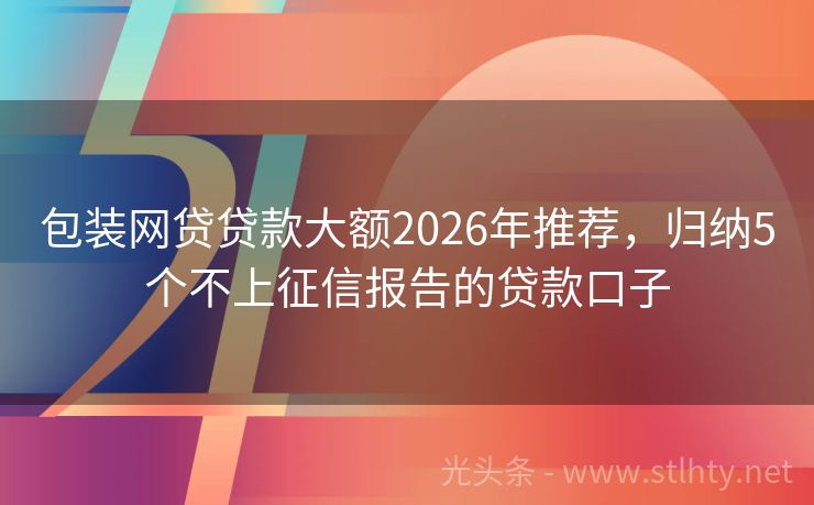 包装网贷贷款大额2026年推荐，归纳5个不上征信报告的贷款口子
