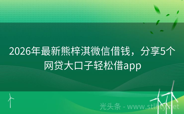 2026年最新熊梓淇微信借钱，分享5个网贷大口子轻松借app