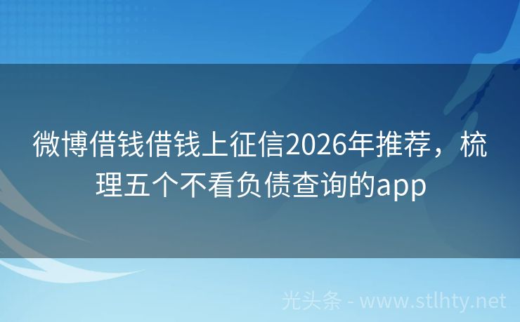 微博借钱借钱上征信2026年推荐，梳理五个不看负债查询的app
