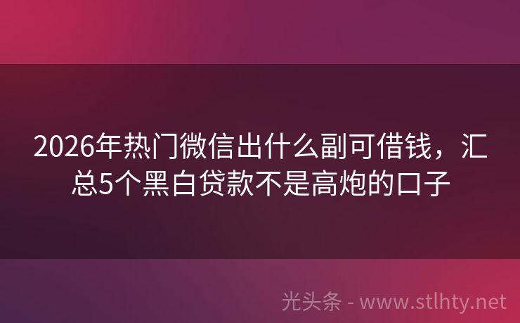 2026年热门微信出什么副可借钱，汇总5个黑白贷款不是高炮的口子