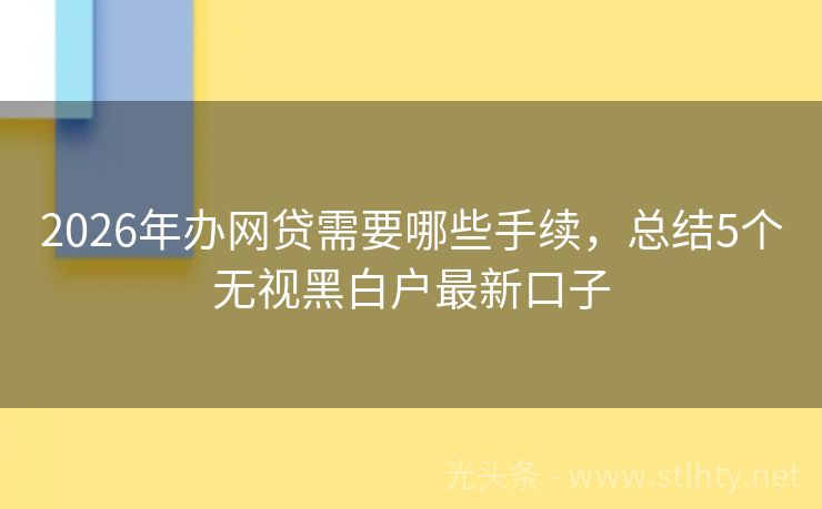 2026年办网贷需要哪些手续，总结5个无视黑白户最新口子