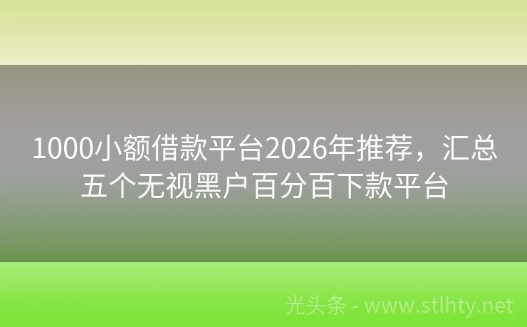 1000小额借款平台2026年推荐，汇总五个无视黑户百分百下款平台