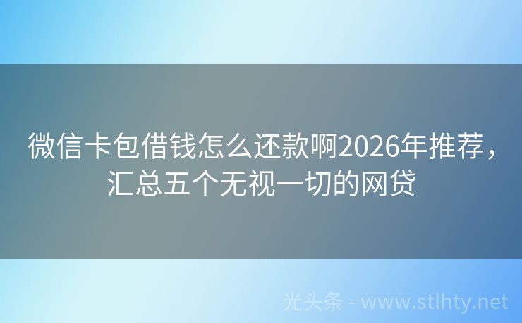 微信卡包借钱怎么还款啊2026年推荐，汇总五个无视一切的网贷