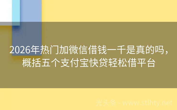 2026年热门加微信借钱一千是真的吗，概括五个支付宝快贷轻松借平台