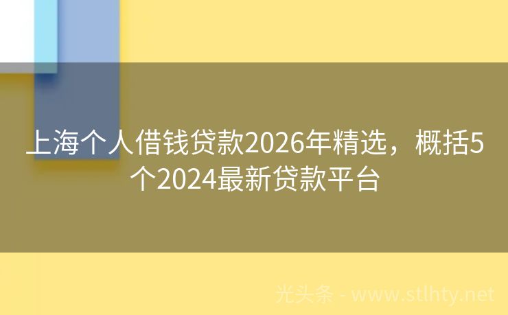 上海个人借钱贷款2026年精选，概括5个2024最新贷款平台