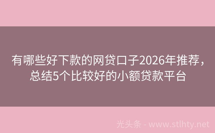 有哪些好下款的网贷口子2026年推荐，总结5个比较好的小额贷款平台