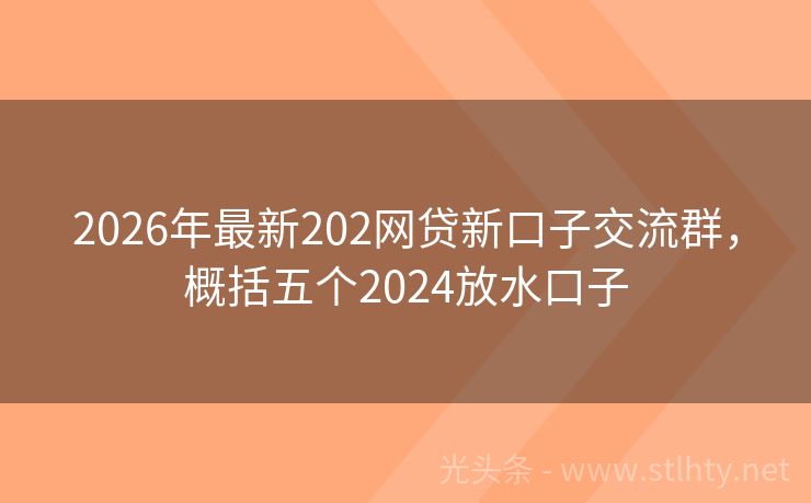 2026年最新202网贷新口子交流群，概括五个2024放水口子