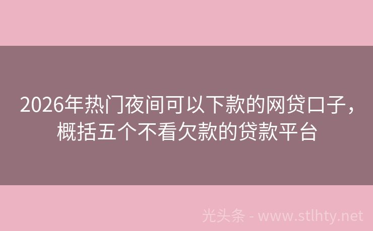 2026年热门夜间可以下款的网贷口子，概括五个不看欠款的贷款平台